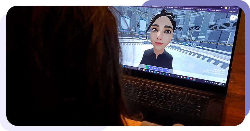 a person looking at a computer screen